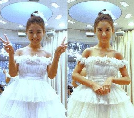 韩国明星：金范金素恩婚纱照