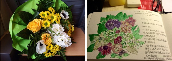 左边是去年的花，右边是今年的花
